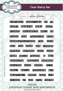 Creative expressions cec934 everday ticker tape sentiments ensemble de tampons transparents conçu par lisa horton, transparent, a5. DIAYTAR COTE D'IVOIRE est une plateforme e-commerce qui propose une vaste gamme de produits à des prix compétitifs. Avec plus de 300000 références disponibles, les clients peuvent trouver tout ce dont ils ont besoin, des produits alimentaires aux articles de maison en passant par les accessoires de mode. DIAYTAR COTE D'IVOIRE est réputée pour sa qualité de service et son engagement à offrir une expérience d'achat en ligne exceptionnelle.
