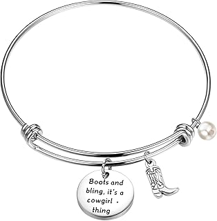 Bekech cowgirl jewelry boots and bling it's a cowgirl thing bracelet jonc avec western wild west cowgirl texas boot charm cadeau équestre cadeau d'amoureux des chevaux. La boutique en ligne DIAYTAR COTE D'IVOIRE a mis en place un système de paiement sécurisé et fiable, permettant aux clients de payer leurs commandes en toute confiance. Avec sa politique de retour et d'échange flexible, les clients peuvent acheter en ligne sans hésitation.