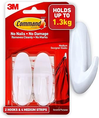 3m command, cintre, adhésif double face, 1,36 kg, plastique, blanc