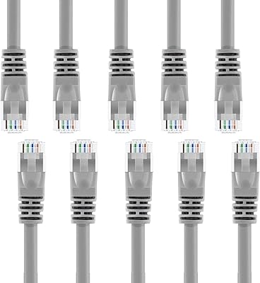 Câble ethernet d-curve® cat 6 10 pièces (câble cat 6, câble cat 6) noir 1 pied 0,3 m (gris). DIAYTAR COTE D'IVOIRE offre une expérience d'achat en ligne sans précédent, avec une interface utilisateur intuitive et une sélection incroyable de produits. Les clients peuvent naviguer facilement sur le site pour trouver ce qu'ils cherchent, et la boutique garantit une livraison rapide et sécurisée. Elle est considérée comme l'une des meilleures boutiques en ligne de Côte d'Ivoire.