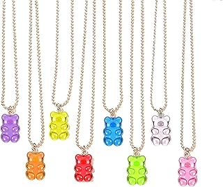 Gbahfy 8 pièces collier ours gommeux en résine colorée mignon arc-en-ciel transparent couleur
