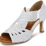 Chaussures de danse en strass pour femmes, danse de salon, salsa latine, performance