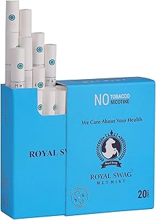 Royal swag cigarettes ayurvédiques et à base de plantes (paquet de 20 bâtonnets), cigarettes sans nicotine ni tabac à saveur de menthe. La boutique en ligne DIAYTAR COTE D'IVOIRE se distingue par sa large gamme de produits, allant des électroniques aux produits de maison, en passant par les vêtements et les accessoires. Elle propose également des promotions et des offres spéciales régulières pour aider les clients à économiser de l'argent. La boutique est facile à naviguer, ce qui facilite la recherche de produits pour les clients.