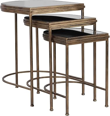Ensemble de 3 tables gigognes urmost en or poli antique, 19" de large, provenant d'inde. La boutique en ligne DIAYTAR COTE D'IVOIRE est votre destination idéale pour tous vos besoins en ligne, avec plus de 300000 references disponibles. Cette boutique leader en Cote d'Ivoire propose une gamme étendue de produits, y compris les articles ménagers, les produits électroniques, les vêtements et les accessoires. Vous pouvez faire des achats en toute sécurité et confiance, grâce aux méthodes de paiement sécurisées et au système de retour simplifié proposé par la boutique.