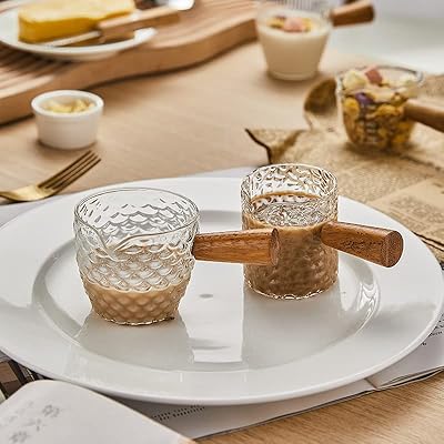 Tasse à expresso pleticat à bec unique avec poignée en bois, tasse à