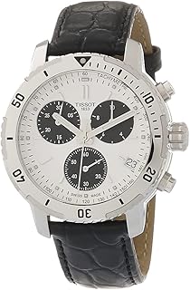 Montre à quartz suisse prs 200 pour homme, noir, cuir, 19 (t0674171603100), noir