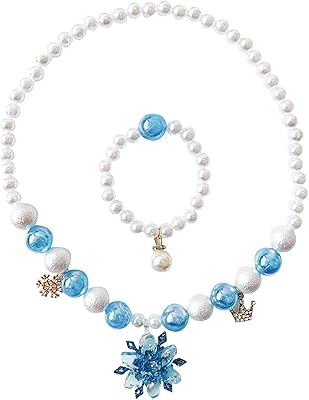 Ensemble de bijoux collier et bracelet elsa pour filles, ensemble de bijoux