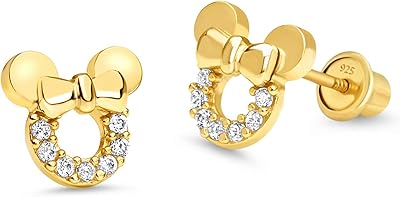 Boucles d'oreilles à tige en laiton plaqué or 14 carats avec zircone cubique