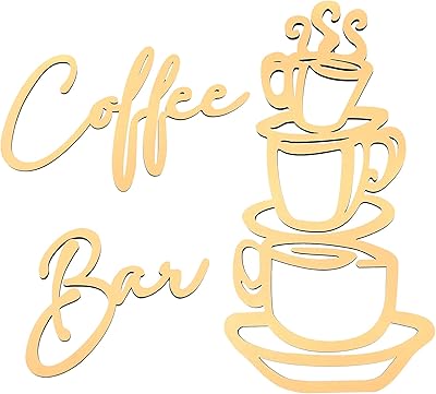 3 pièces panneau mural de bar à café rustique en bois tasse à