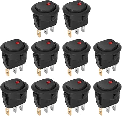 10 pièces d'interrupteur à bascule avant led commande marche arrêt interrupteur spst