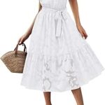 Robes mi-longues florales à col en v pour femmes volants manches