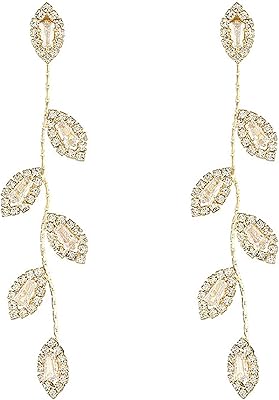 Boucles d'oreilles pendantes pour femmes, boucles d'oreilles de mariage élégantes en strass