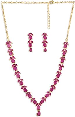 Parure de bijoux pour femme (rose) (zpfk6110) par zaveri pearls, laiton