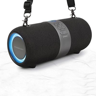 Haut-parleur stéréo portable powerology, compatible avec google assistant/siri, étanche ipx6, bluetooth 4.2, 5