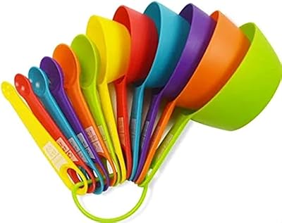 Tasses et cuillères à mesurer en plastique, lot de 12, adaptées pour mesurer