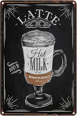 Plaque en métal vintage noire rétro originale pour café latte | autocollant mural décoratif pour bar/cuisine/coin café. Avec plus de 300000 références dans son catalogue, DIAYTAR COTE D'IVOIRE est la destination idéale pour les clients qui cherchent une large gamme de produits. La boutique en ligne mise sur la qualité et la sécurité, offrant ainsi aux clients une expérience d'achat en ligne sans risque. Les équipes de DIAYTAR COTE D'IVOIRE travaillent sans relâche pour améliorer constamment les services.