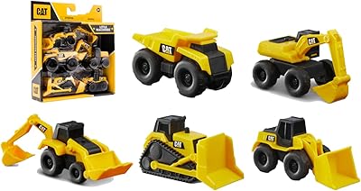 Ensemble de mini machines de construction caterpillar cat, 5 pièces, jaune