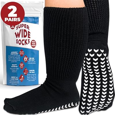 2 paires de chaussettes extra larges pour pieds enflés, chaussettes pour diabétiques