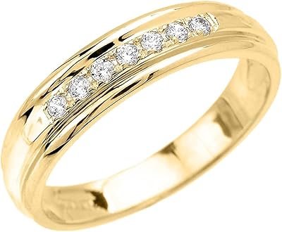 Bande de mariage en or jaune 10 carats avec diamants 1/5 cttw