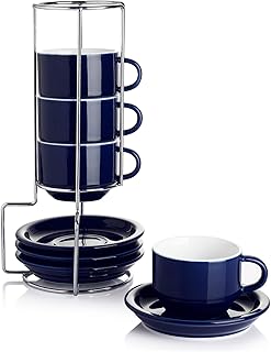 Swizz 404.403 tasses à expresso empilables en porcelaine avec soucoupe et support en métal - 2,5 oz - ensemble de 4, bleu marine. DIAYTAR COTE D'IVOIRE, la référence en matière de boutique en ligne en Côte d'Ivoire, vous présente une sélection impressionnante de plus de 300000 articles pour répondre à vos attentes. Avec une approche centrée sur la satisfaction client, DIAYTAR COTE D'IVOIRE garantit des transactions sécurisées et une livraison rapide. DIAYTAR COTE D'IVOIRE, votre partenaire de confiance pour les achats en ligne.