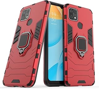 Coque de protection durable double couche compatible avec oppo a15, avec anneau métallique
