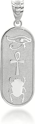Collier de protection en argent avec oeil d'horus et motif scarabée égyptien antique