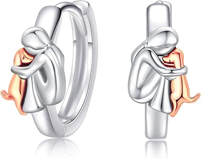 Boucles d'oreilles pendantes en argent rose et or 925 pour chiens, chats
