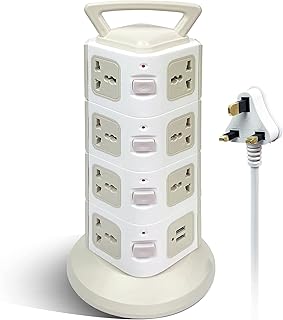 Rallonge d'alimentation universelle avec 15 ports et 2 ports usb, multiprise verticale