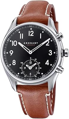 Montre intelligente kronaby s0729/1 marron apex hybrid pour homme, argent, bracelet, argent, bracelet