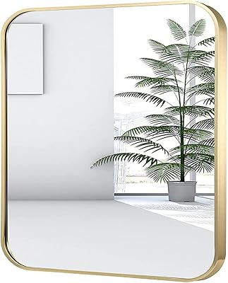 Miroir mural carré de salle de bain avec cadre en métal moderne, miroir de courtoisie mural avec coin rond pour chambre à coucher, salon et couloir (70 x 70 cm, doré). DIAYTAR COTE D'IVOIRE, la boutique en ligne qui vous permet de vivre l'expérience de shopping la plus complète et la plus pratique. Avec une offre étendue et variée, DIAYTAR répond à tous vos besoins, du quotidien à l'exceptionnel. Profitez d'une expérience d'achat unique.