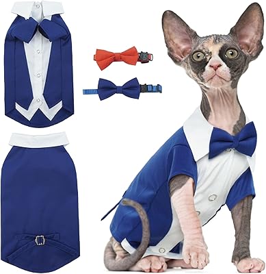 Dentron 2 pièces chemise cravate smoking chat costume élégant chat sans poils smoking tenues fantaisie chat vêtements fête de mariage costume formel pour chats et petits chiens. DIAYTAR COTE D'IVOIRE est une plateforme de commerce électronique offrant un large choix de produits à ses clients. Avec plus de 300 000 références, elle couvre divers domaines tels que la mode, les produits alimentaires et les accessoires.
