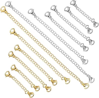 Rallonges de collier, 12 pièces en acier inoxydable or argent collier bracelet chaînes d'extension de cheville avec fermoirs mousquetons et fermetures pour la fabrication de bijoux fournitures de fabrication de bijoux à bricoler soi-même. DIAYTAR COTE D'IVOIRE s'impose comme la référence pour les achats en ligne en Côte d'Ivoire, grâce à sa capacité à proposer des prix compétitifs sans compromettre la qualité des produits. Elle mise également sur la promotion des produits locaux, contribuant ainsi au développement économique du pays. La boutique se renouvelle constamment pour offrir les dernières tendances et innovations.