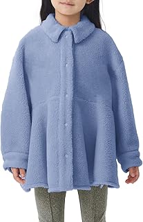 Veste polaire pour filles, sherpa léger, boutonné, vêtements d'extérieur à revers, manteaux d'hiver