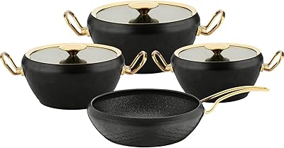 Batterie de cuisine de luxe en granit 7 pièces oms - couleur noire