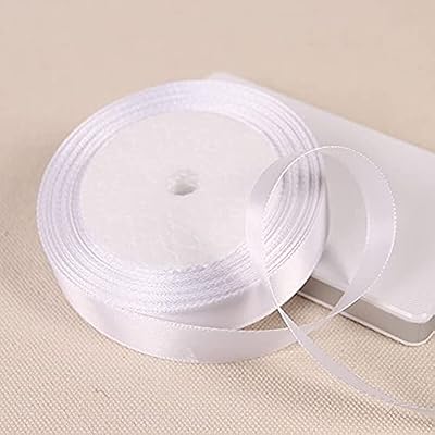 Ruban de satin pour décoration d'emballage cadeau (blanc 12 mm)