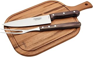 Ensemble d'outils pour barbecue tramontina 3 pièces - ensemble couteau et fourchette professionnels