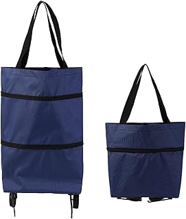 Sac de courses portable pliable avec roulettes, sac de rangement à fermeture éclair