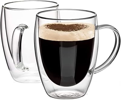 Tasses à café en verre double paroi icasa lot de 2 tasses