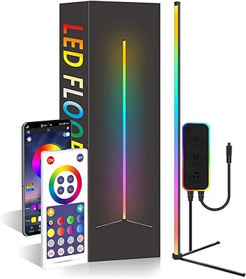 Lampadaire led dcga rvb, télécommande intelligente avec application intelligente à changement de couleur