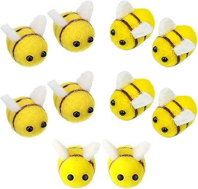 10 pièces bourdon en feutre de laine, boules artisanales abeille, mini abeilles