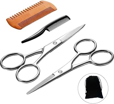 Ciseaux à barbe et à moustache making tech pour hommes, ciseaux professionnels ronds