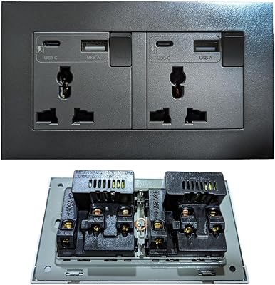 Prise intelligente noire iwalt type c usb prise murale uk prises murales électriques