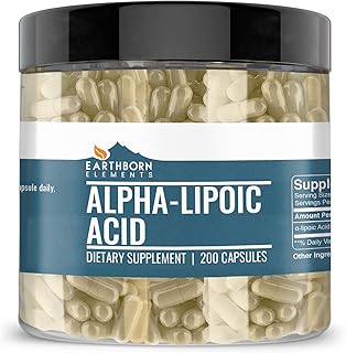 Acide alpha-lipoïque (200 gélules), 420 mg, peau, cœur, inflammation, sans additifs ni agents