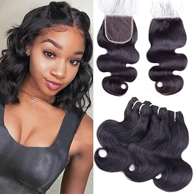 Body wave bundles avec fermeture cheveux humains 4x4 hd fermeture à lacets