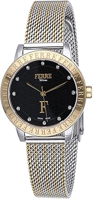 Montre à quartz pour femme ferre milano fm1l174m0081 3, noir, noir, bracelet
