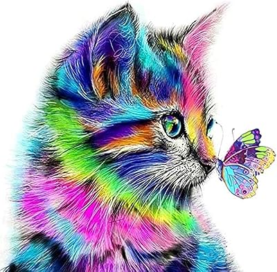 Ynh kit de peinture diamant rond 5d chat mignon strass point de croix