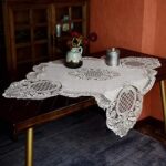 Nappe rectangulaire en dentelle en tissu de pierre artable avec chemin de table
