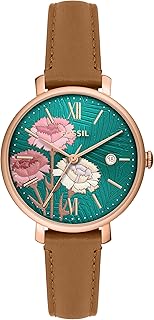 Montre à trois aiguilles en acier inoxydable et cuir quartz jacqueline pour femme