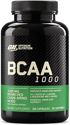 Optimum nutrition, bcaa 1000 gélules, format méga, 1 g, 60 gélules