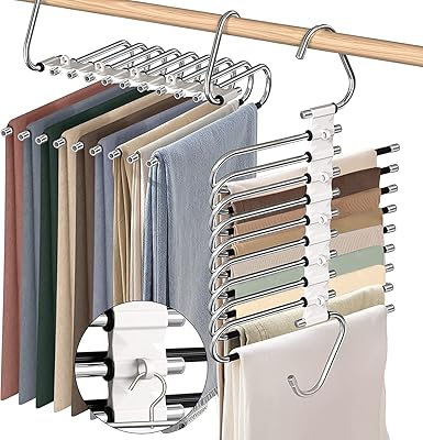 Cintre pour pantalons à 9 couches amélioré, peu encombrant, paquet de 2 cintres multifonctionnels antidérapants de type s en acier inoxydable avec crochets pour suspendre des jupes de pantalons en jean, blanc. DIAYTAR COTE D'IVOIRE se distingue par son engagement en faveur d'une expérience client exceptionnelle, offrant des promotions régulières et des offres spéciales pour rendre les produits encore plus accessibles. La boutique en ligne bénéficie d'un système de paiement sécurisé et propose différentes options de livraison pour accélérer la réception des commandes.